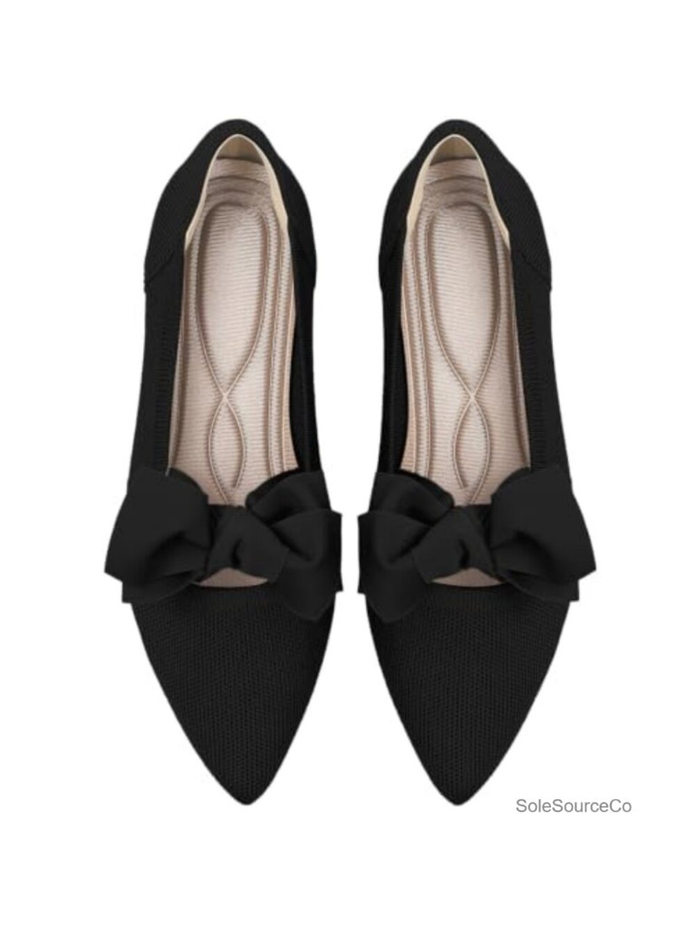 Women's Pointed Toe Mary Jane Flats Knit Breathable Slip-Resistant